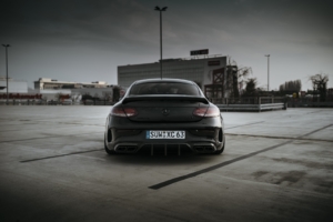 Bagged Obisidian Black W205 C63s Coupe